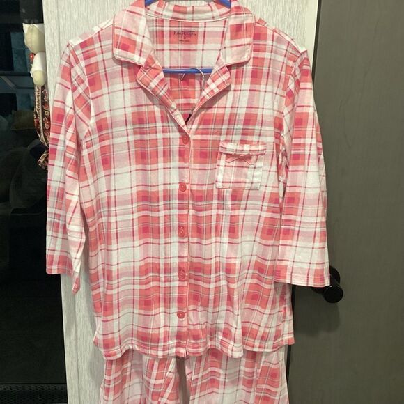 NWOT. Kim Rogers Women’s Size M 2 Pc. Pink Plaid PJ Set - Picture 4 of 15